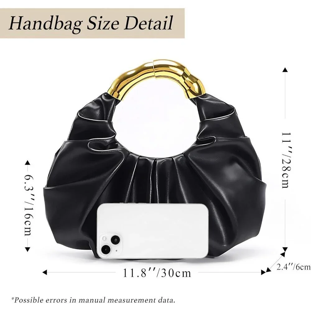 Women's Black Polyurethane Buckle Elegant Stylish Designer Party Wedding Clutch